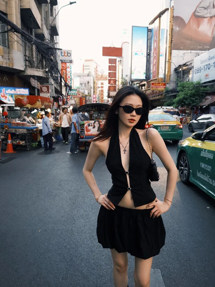 

Женский летний комплект Wild Kiwi Bla Spicy Girl: топ на бретельках и юбка-бутон, новый сексуальный костюм из двух предметов