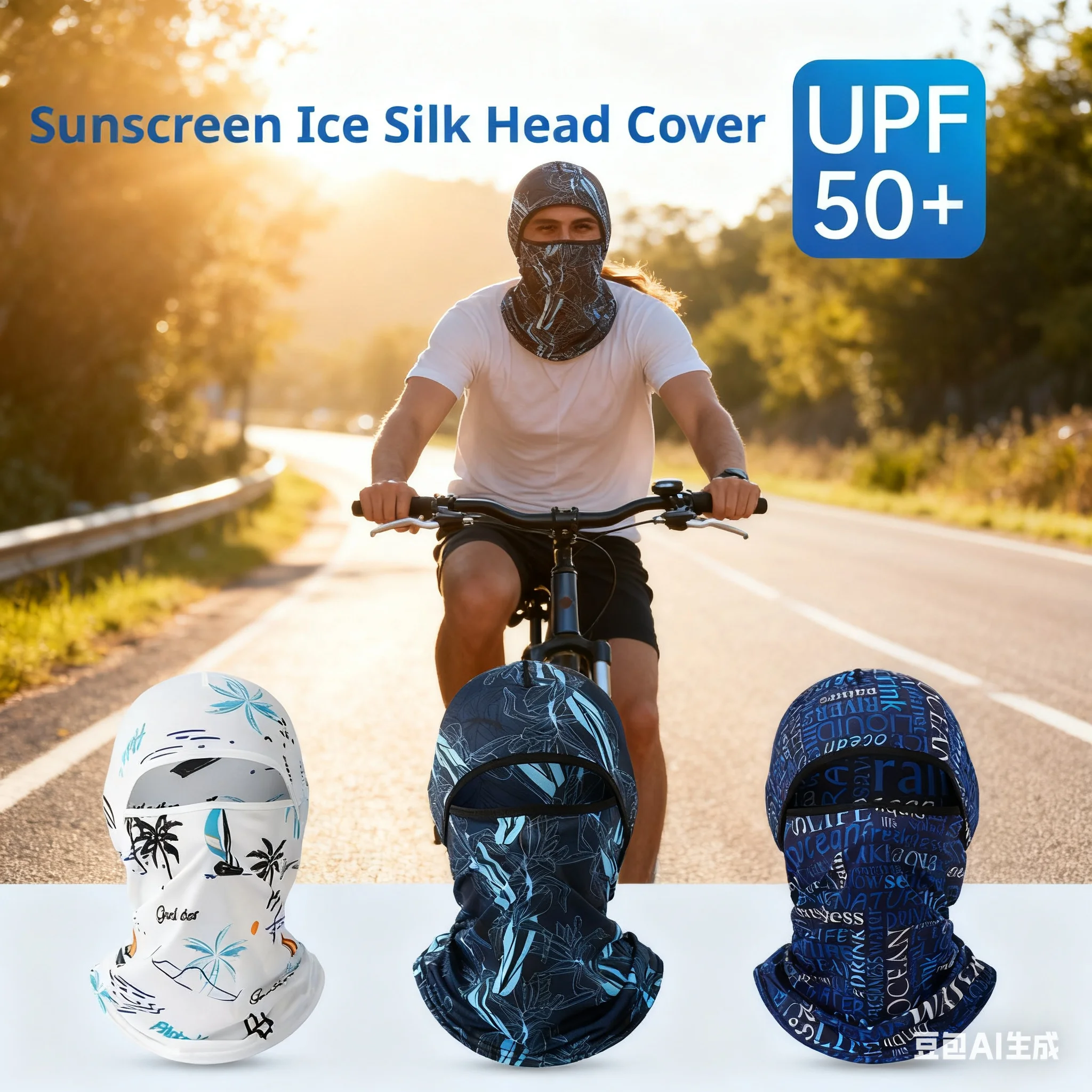Sonnenschutz Sturmhaube Vollgesichts-Fahrradkappe UV-Schutz Fahrrad Motorrad Eisseide Vollgesichtsmaske zum Radfahren Skifahren
