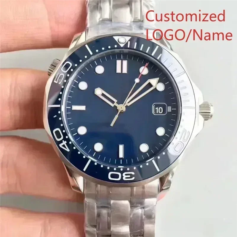 A989 Store Customized Watch   Automatic Mechanical Watch for Men Stainless Steel Black Blue Ceramic Bezel Sapphire es