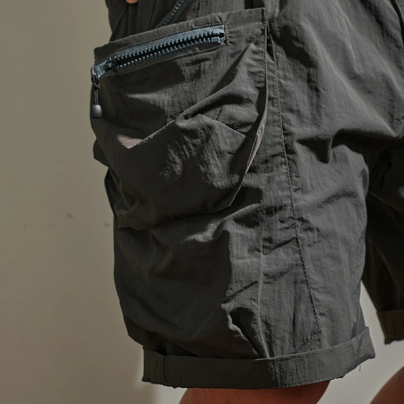 Summer loose-fitting cargo shorts men\'s fashion brand INS casual pants multi-pocket quick-dry outline outdoor pants