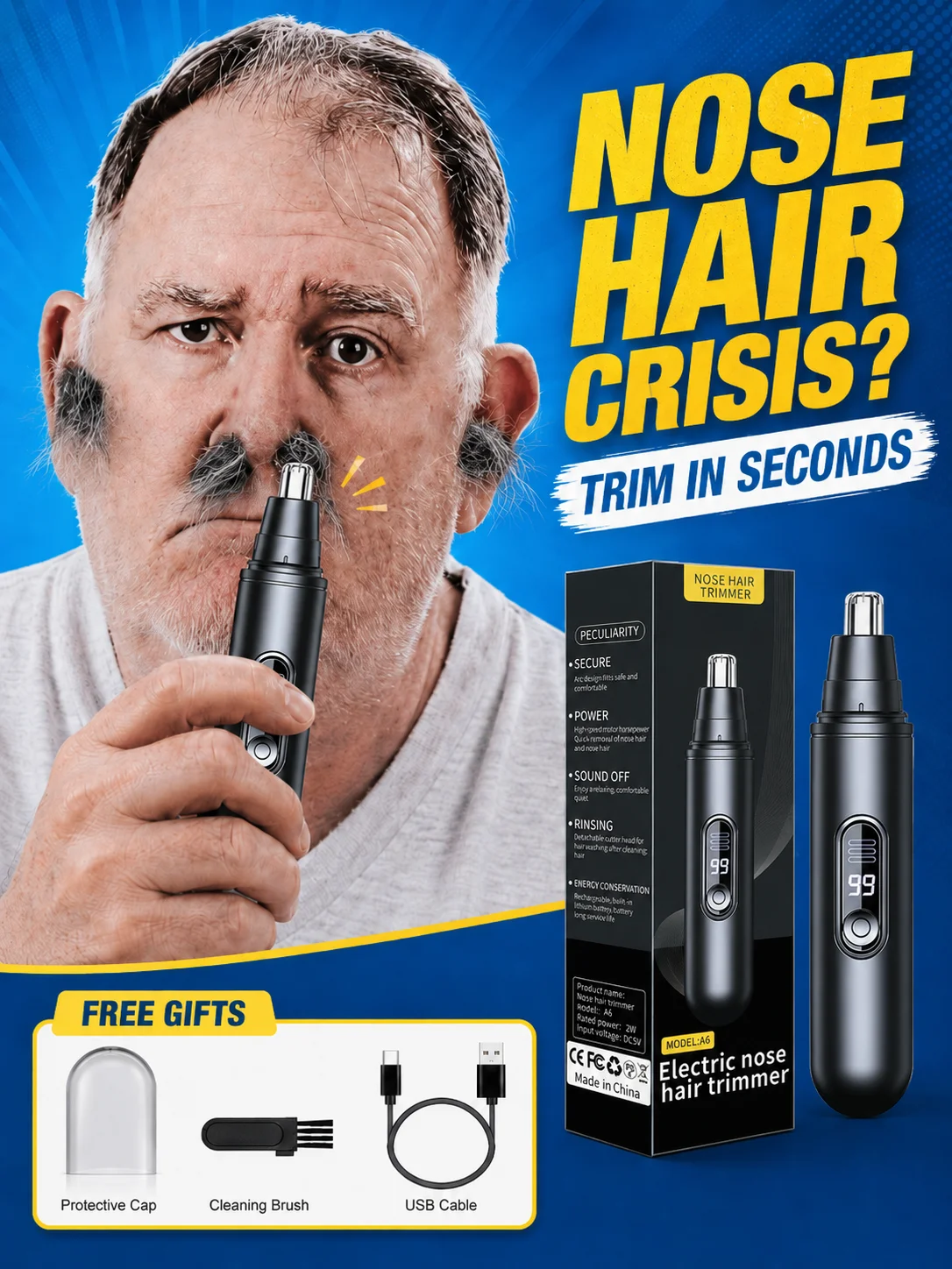 Newly upgraded 2.0 Nose Hair Trimmer Electric Rechargeable Nose Trimmer Men Shaver Razor Women Nose Hair Cutter Ear Trimmer