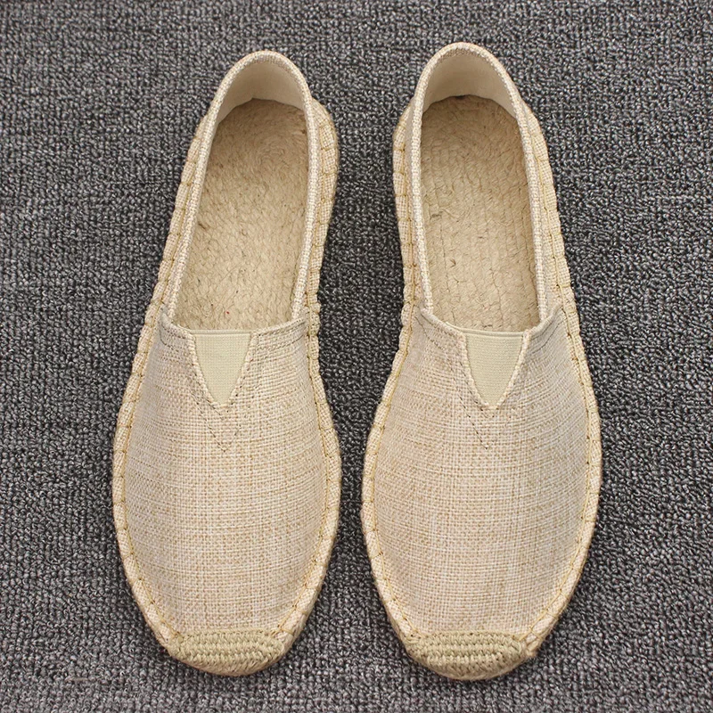 Plus Size 35-45 Women Sewing Flax Shoes Slip on Loafers Casual Shoes Woman Espadrilles Hemp Canvas Flat Shoes