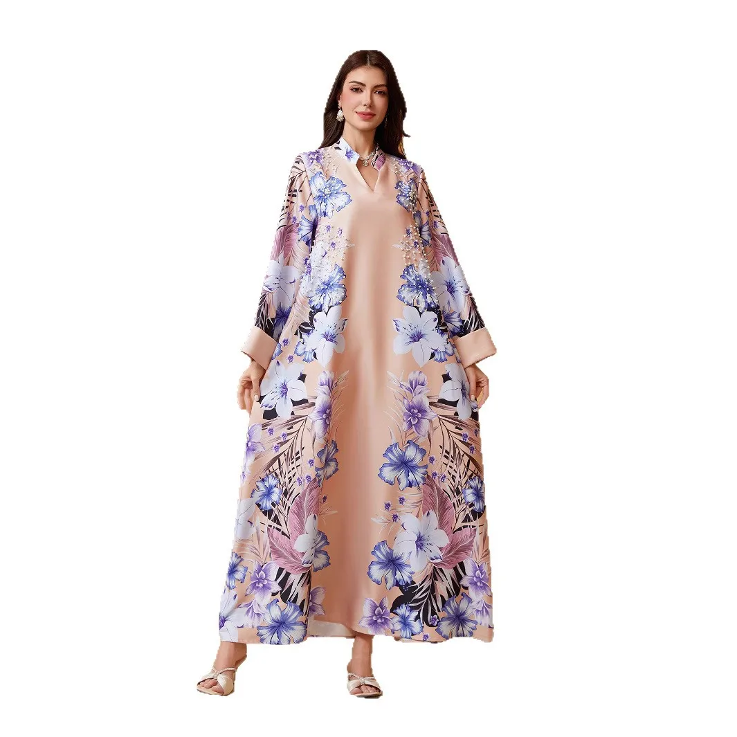 

Hot Sale Muslim Middle Eastern Robe Printed Hot Diamond Arab Saudi Abaya Dress abaya cw46320