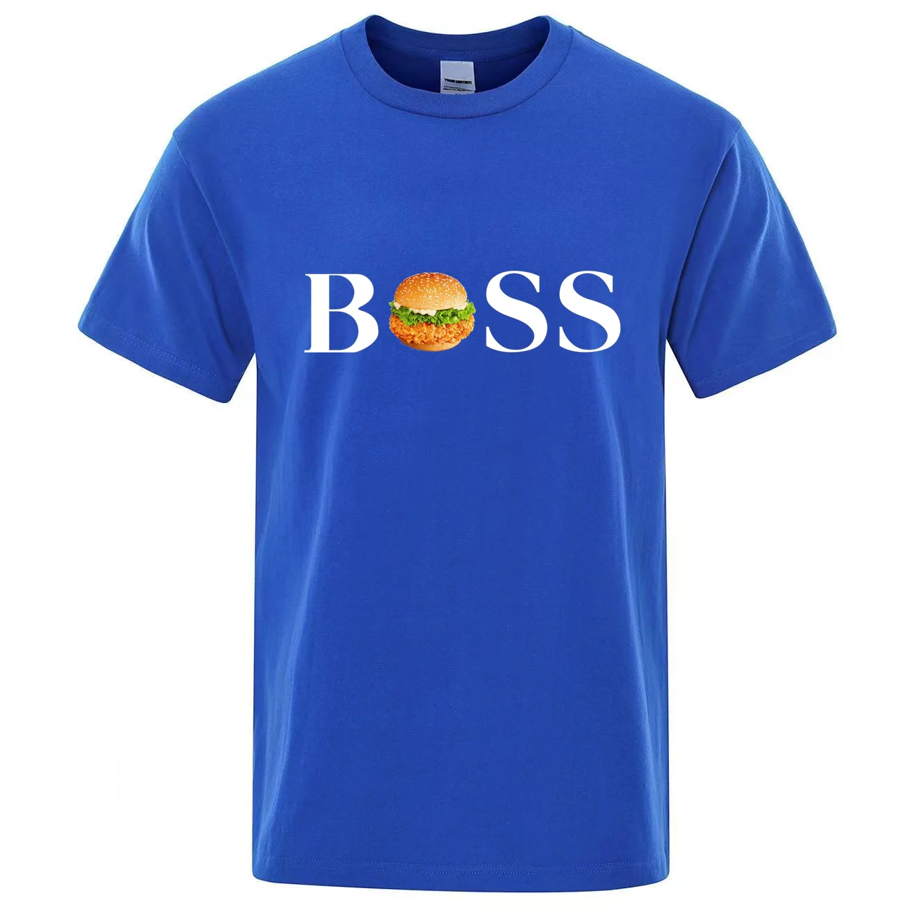 2024 Summer Burger Shop Men\'s and Women\'s Boss Employee T-shirt Sports Fashion Round Neck Harajuku Pure Cotton Top Short Sleeve