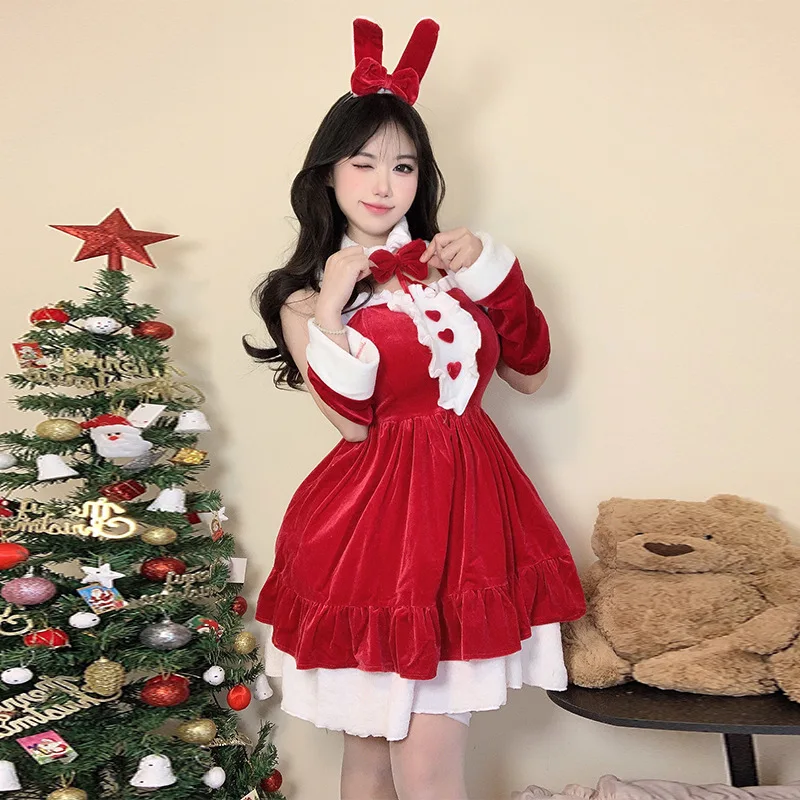 

Christmas Sexy Lingerie Dress Sweet Bunny Girl Costume Rabbit Woman Set Cosplay Costume Role Play Uniform Stage Performance Set