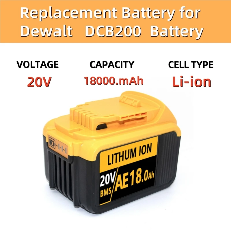 Per batteria agli ioni di litio DEWALT 18V 20V 6-18Ah per batteria per elettroutensili Dewalt DCB123,DCB125,DCB124,DCB122,DCD710 Batteria di ricambio
