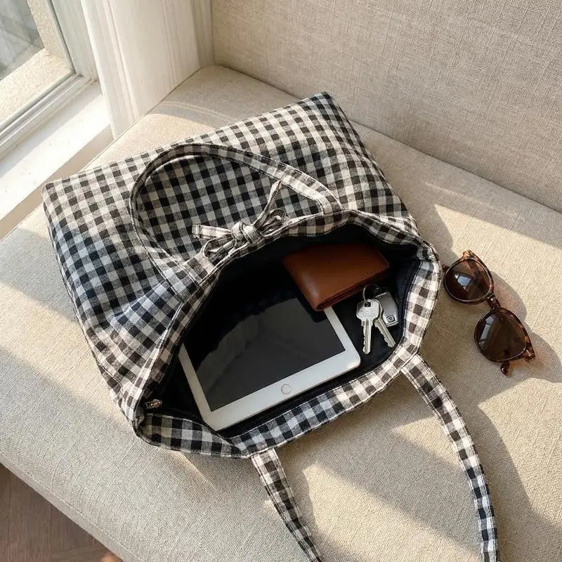 

Сумка через плечо с новым клетчатым узором, удобная легкая сумка для покупок, повседневная вместительная сумка-тоут для женщин, аксессуар для ежедневного использования