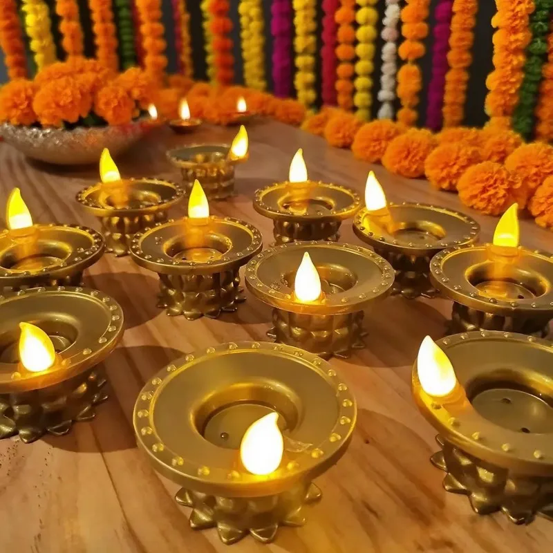 

PZHI-LED Diwali Diya, 24 шт., датчик воды, водонепроницаемые беспламенные чайные свечи для дома, Temple Pooja, возврат в подарок