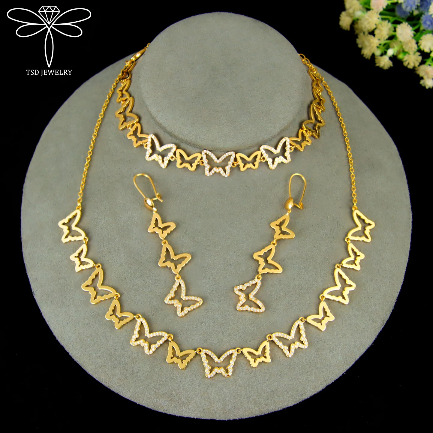 

Italian Fashion Zirconia Jewelry Set 21k Gold Plated Dubai Bridal Wedding Necklace Bracelet Earrings Nigeria Premium Jewelrys