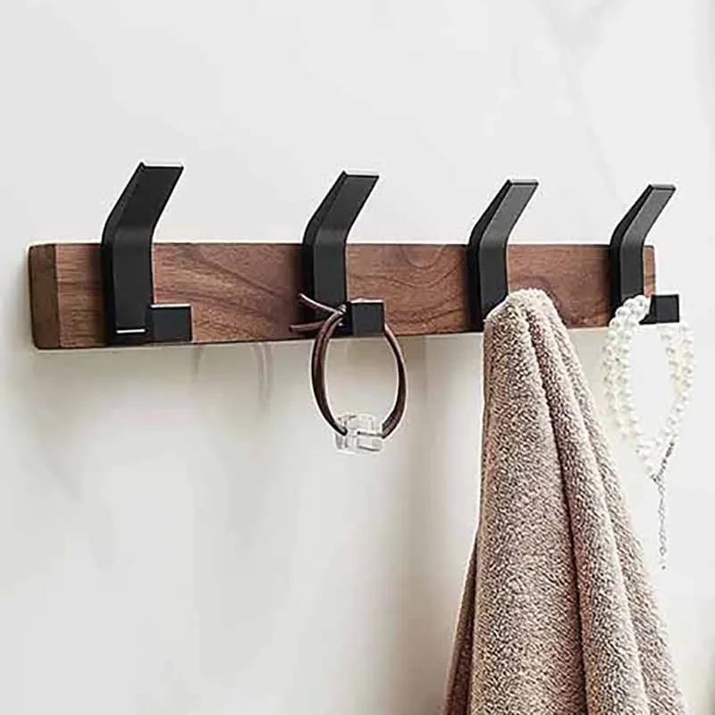 Solid Wood Coat Racks Black Walnut Wall Hooks Clothes Hangers Bedroom Entrance Hall Dressing Rooms Organizer Storage Furniture