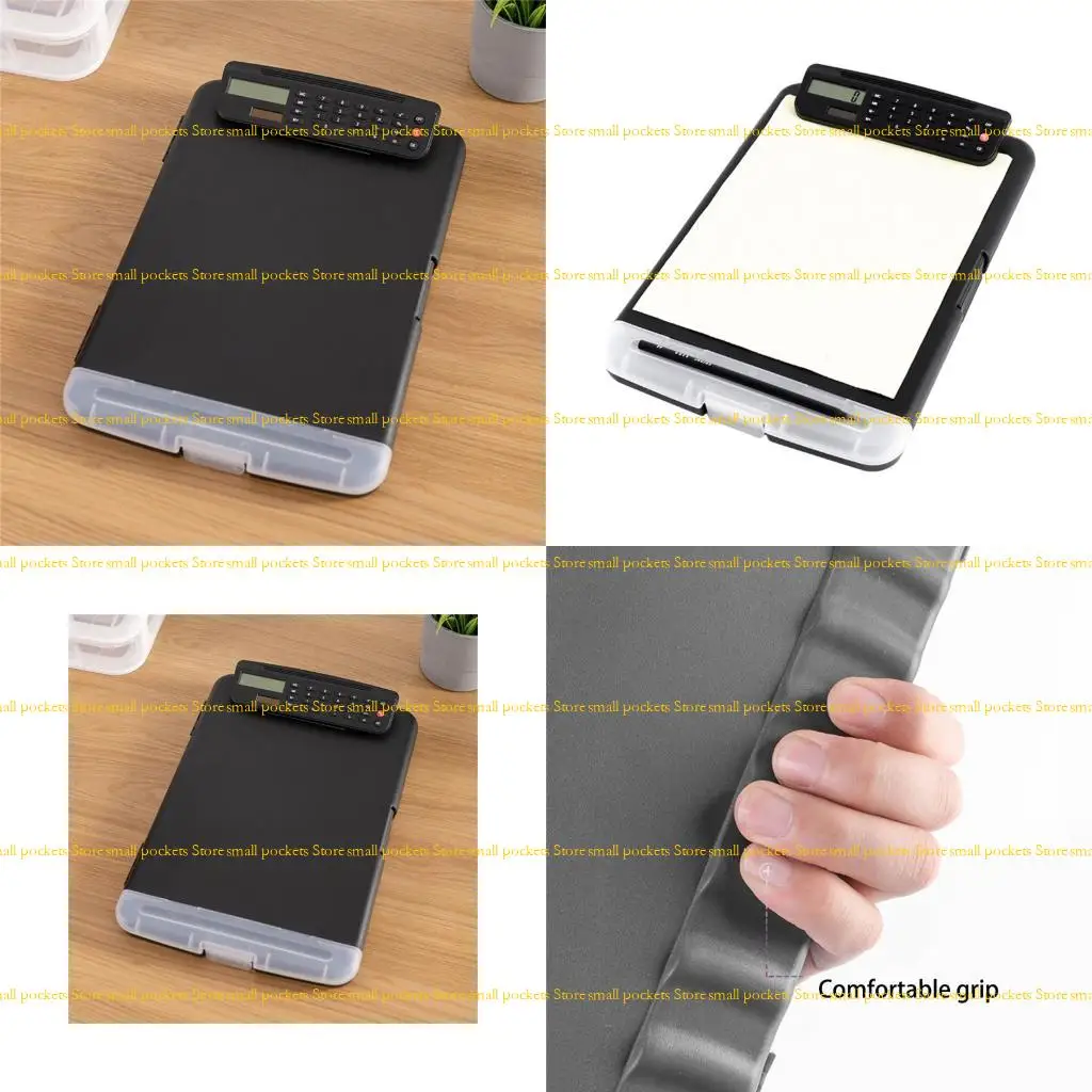 

R1WD File Case with Clipboard and Calculator Water Resistant File Organiser Box Clipboard Writing Board for Office 250x365mm