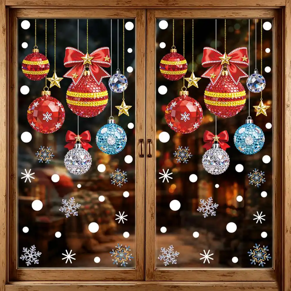 Christmas Tree & Snowman Window Stickers Christmas  Removable Glass Decorations for Living Room New Year Home Art Wallpaper