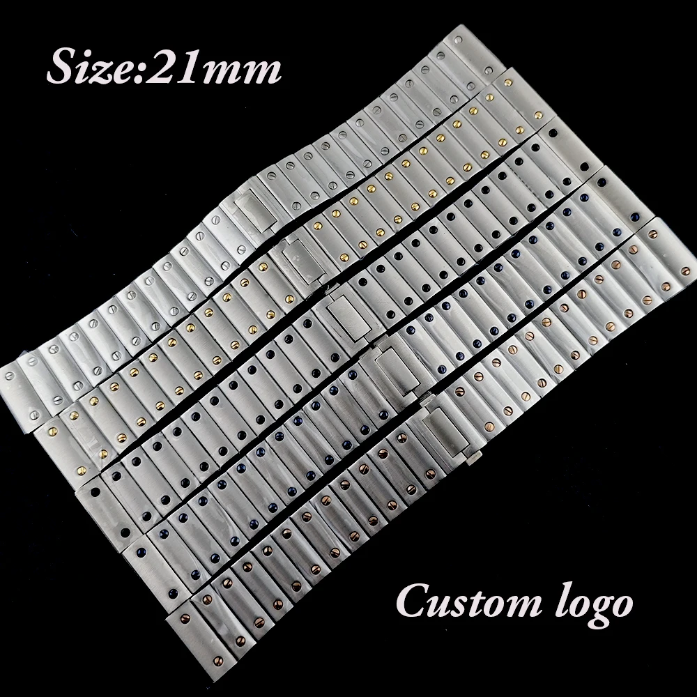 

21mm Bracelet Men's Watch Customized Logo Bracelet Stainless Steel Folding Buckle Silver/Gold/Rose Gold Watch Accessories