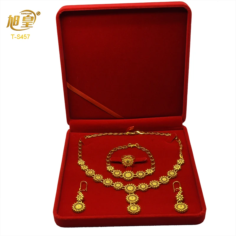 XUHUANG African Plated Gold Necklaces Bracelets Sets Nigerian Wedding Jewelry Set Ethiopian Charm Necklace Jewellery Set Gifts