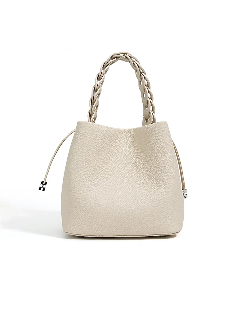 Damen Bucket Bag aus 100% Echtleder, Crossbody Schultertasche, Modische Designer-Shopper-Tasche, Trendige Marken-Handtasche – Detail 17