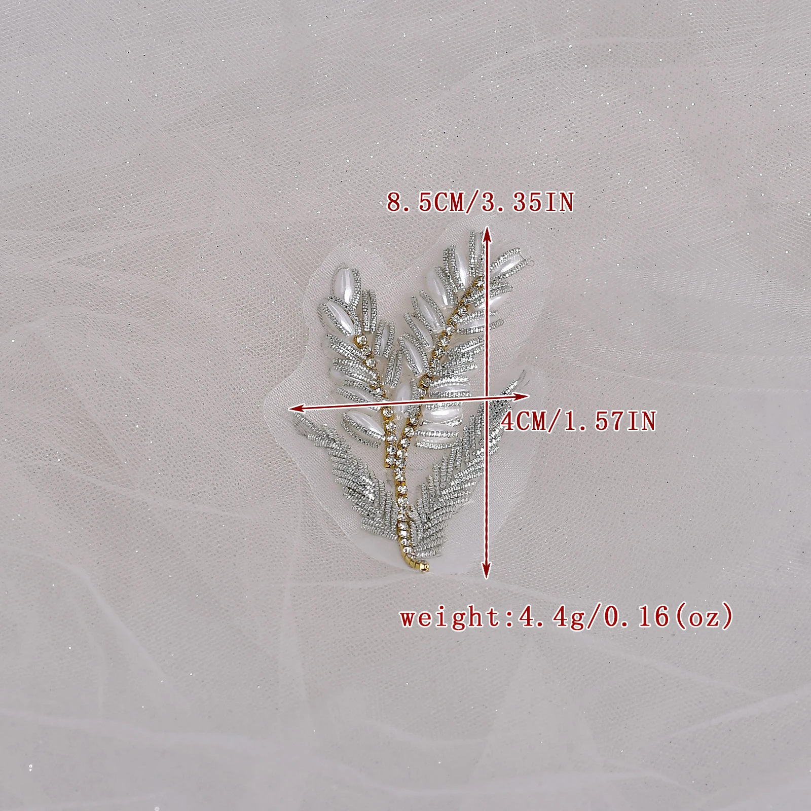 زين اللؤلؤ المقلد على شكل ورقة مثالي لفساتين الزفاف وفساتين السهرة المصنوعة يدويًا رقعة الخياطة SP258