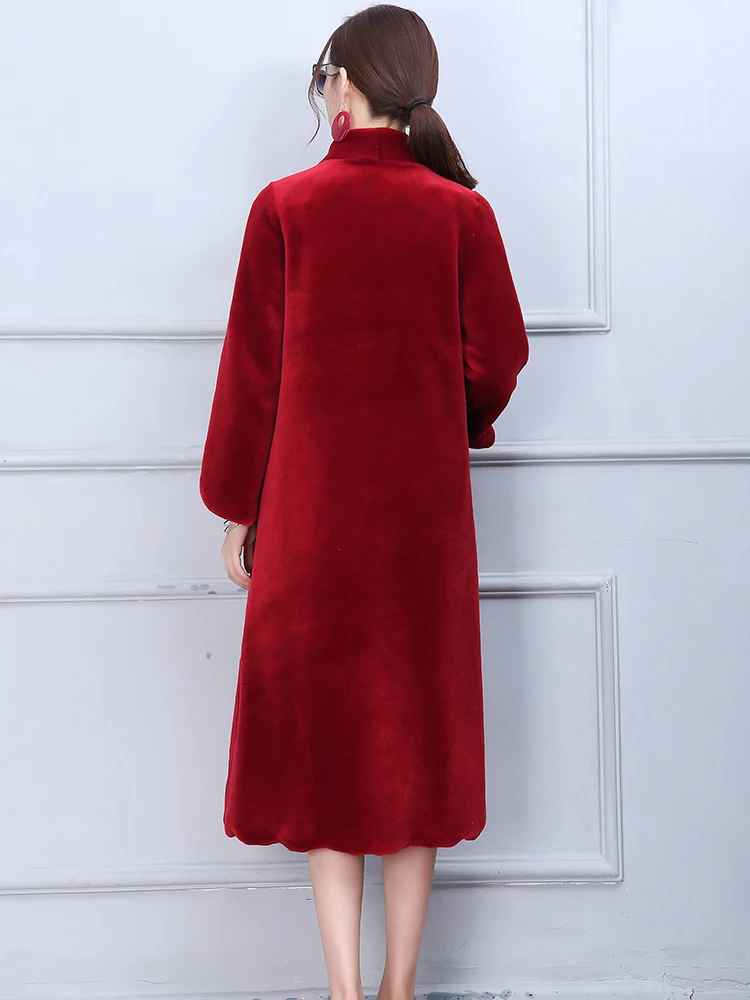 Nerazzurri zimowy długi czarny puszysty ciepły prawdziwy owca płaszcz futrzany wełniany kobiety linia naturalny Shearling płaszcz luksusowa moda 2022