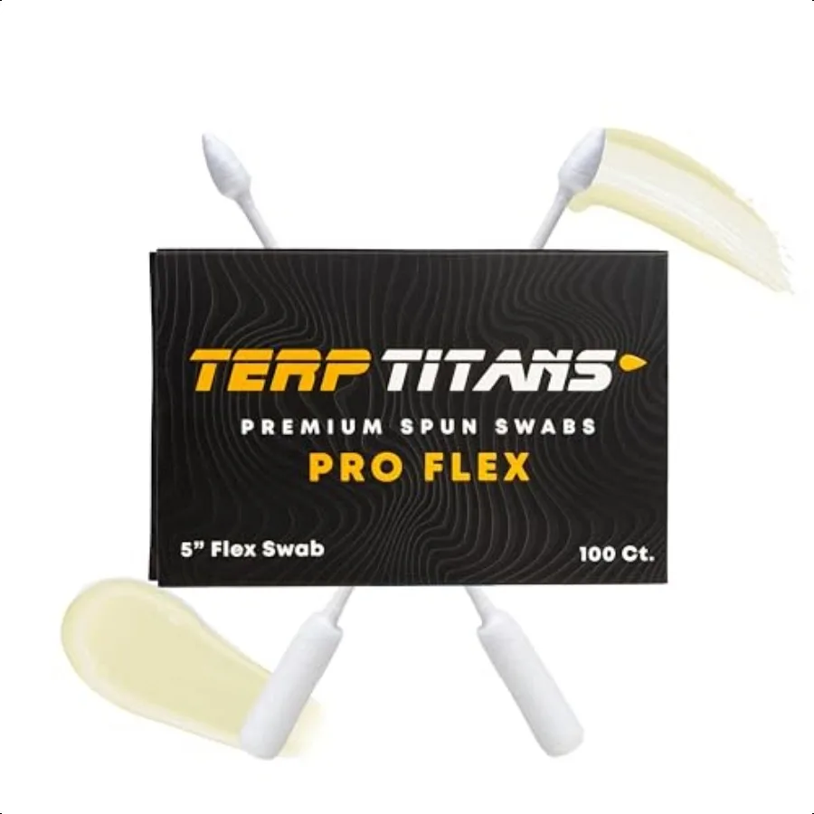 TerpTitans Pro Flex Hisopos de algodón flexibles de 5 pulgadas Paquete de 2 puntas de barril para una absorción máxima y puntas de punta fina para espacios apretados