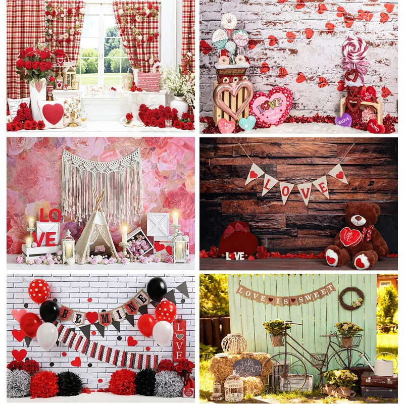 

SHENGYONGBAO Valentine's Day Photography Backdrops Props Bokeh Rose Wedding Wooden Wall Easter Arch Door Studio Background WW-08