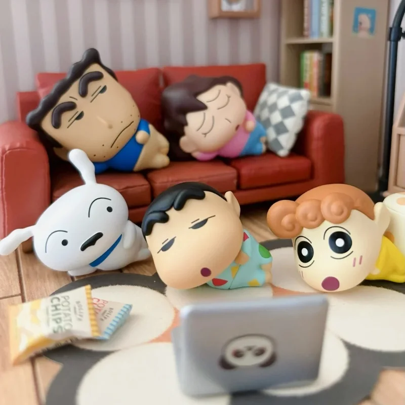 

52 игрушки карандаш Шин-Чан минime лежать плоскую свободную серию слепая коробка игрушки Kawaii аниме фигурку-сюрприз Mystery Box куклы подарок