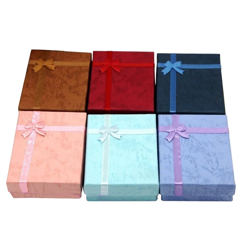 

12pcs Jewelry Gift Box 9X7X3Cm Handcraft Paper Necklace Holder Elegant Bow Design Luxury Presentation Container For Bracelets