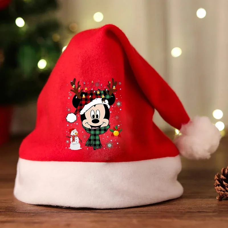 Mickey Minnier Merry Christmas Disney Non-woven Fabric Santa Claus Adults Kids Xmas Hat New Year Party Festival Decorations Gift