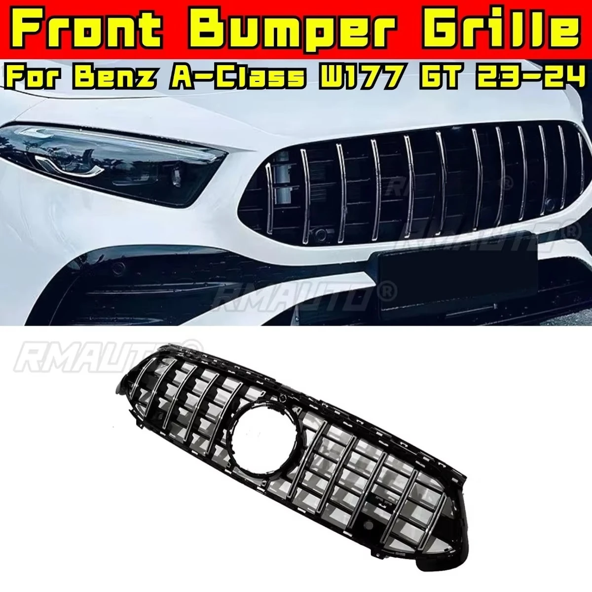 

Решетка бампера автомобиля, декоративные полоски, гоночная решетка, комплект кузова, решетка переднего бампера для Mercedes Benz A-Class W177 GT 2023-2024