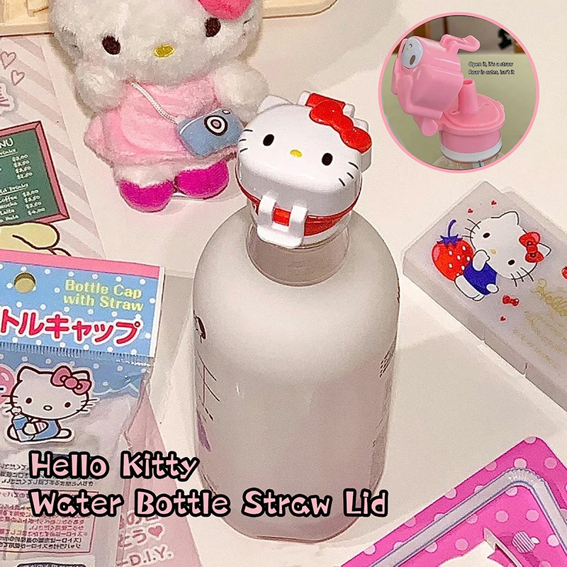 Sanrio Hello Kitty Water Bottle Straw Lid Kuromi My Melody Drink Bottle Mouth Water Bottle Replacement Cap Kid Gifts