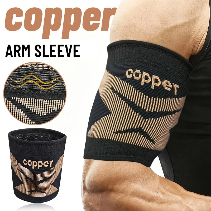 1pc Fiber Compression Arm Sleeve for Men And Women, Biceps And Triceps Support Arm Sleeve, Badminton, Fitness, Sweat-Absorbent