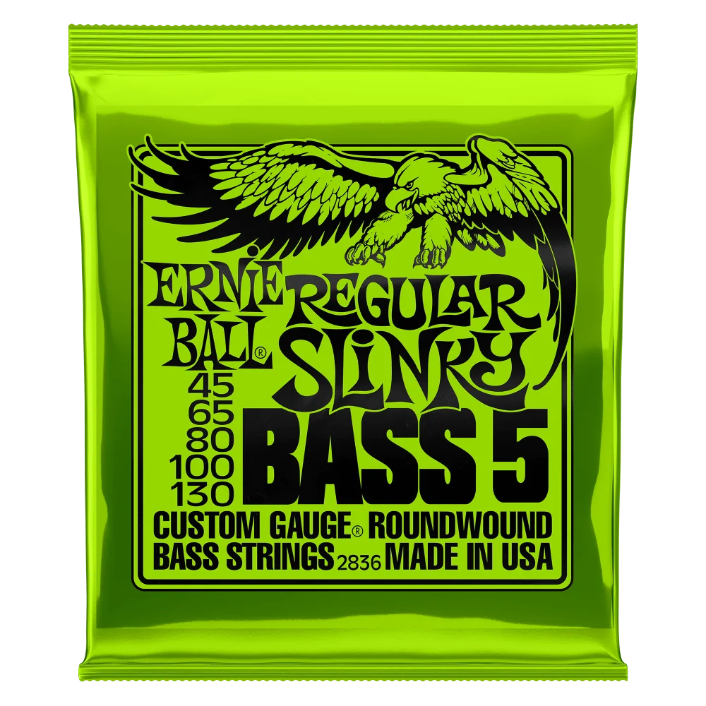 Ernie Ball-cuerdas de Bajo 2833 45-105, cuerda redonda Slinky híbrida para 4 Cuerdas/2836 Regular Slinky 45-130 para bajo eléctrico de 5 cuerdas