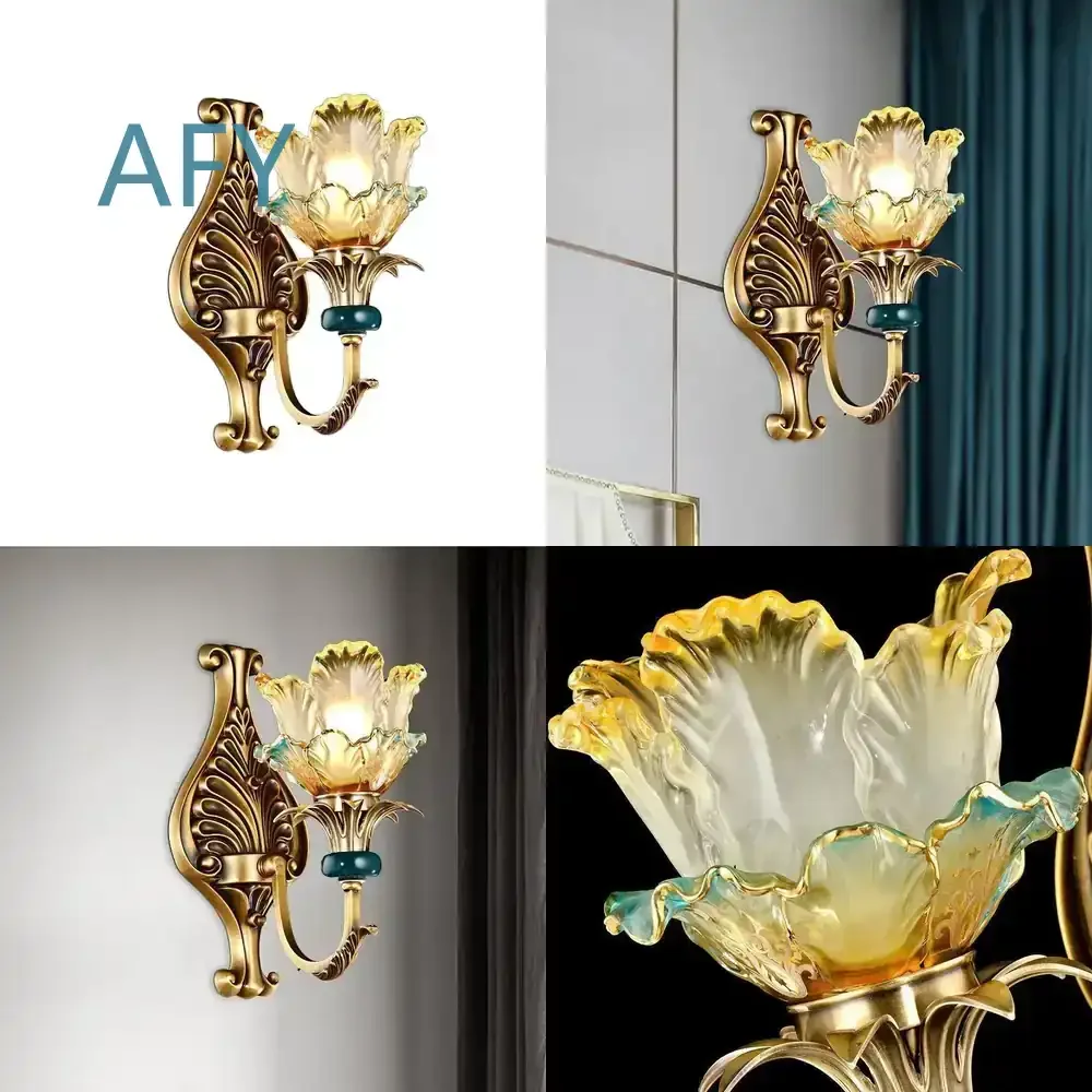 Full Copper Double Ended Ribbed Wall Lamp for Living Room Background Wall Dining Room Bedside Hallway Aisle Light