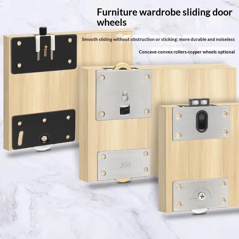 Picture 4: 1pc Sliding Wardrobe Door Pulley Wheels Upper Lower Track Rollers Hanging Rail Wheels Sliding Door Part for Cabinet Closet Door