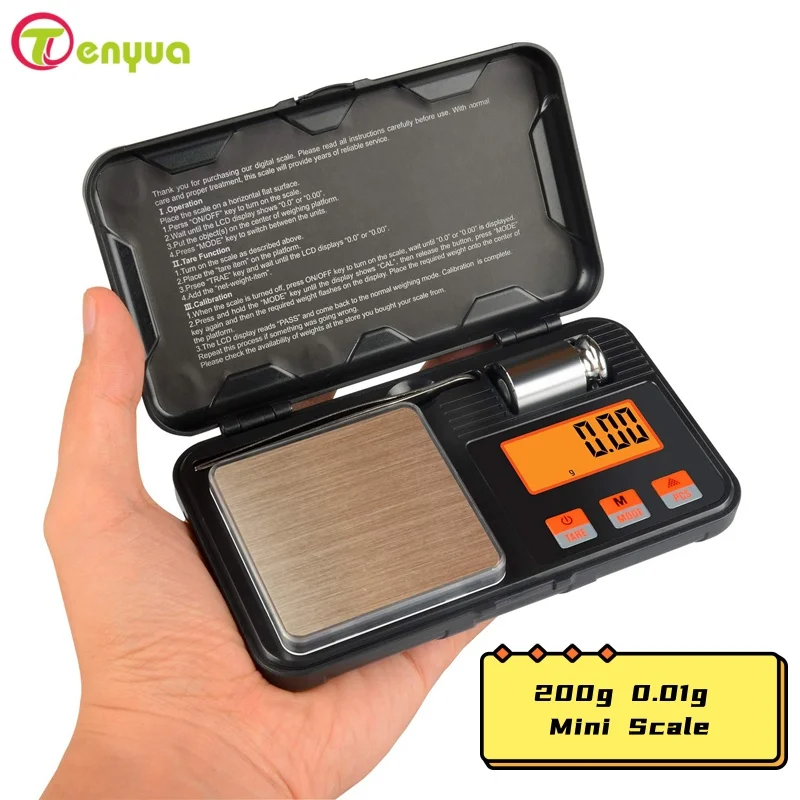 Electronic Digital Scale 200g 0.01g Mini Scale Precision Professional Pocket Scale Milligram Calibration Weights