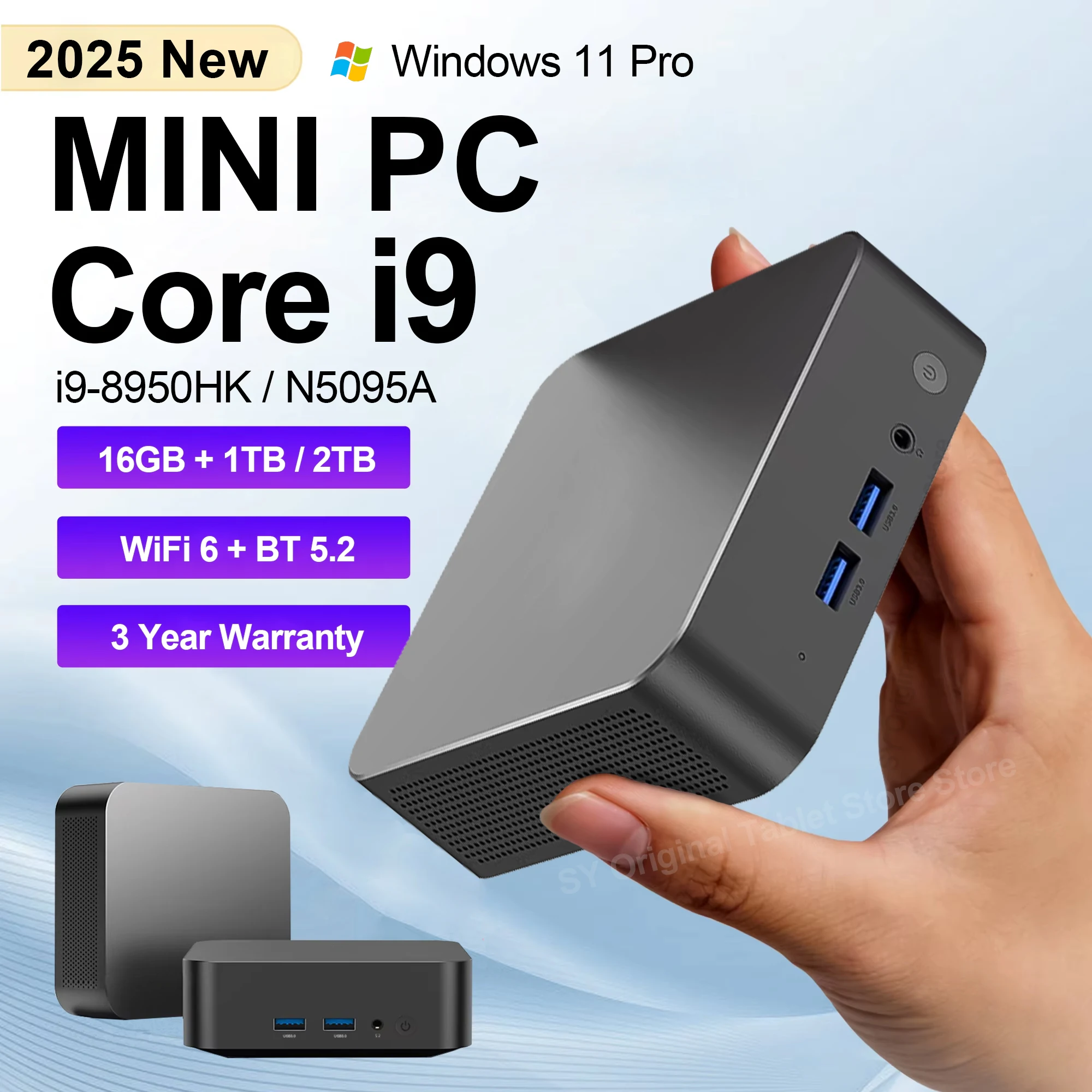 

2025 МИНИ-ПК Core i9 8950HK/N5095A 16 ГБ DDR4 512 ГБ 1 ТБ 2 ТБ SSD Windows 11 Pro Компьютер Wifi6 UHD Графика BT5.2 ПК Геймер Настольный ПК