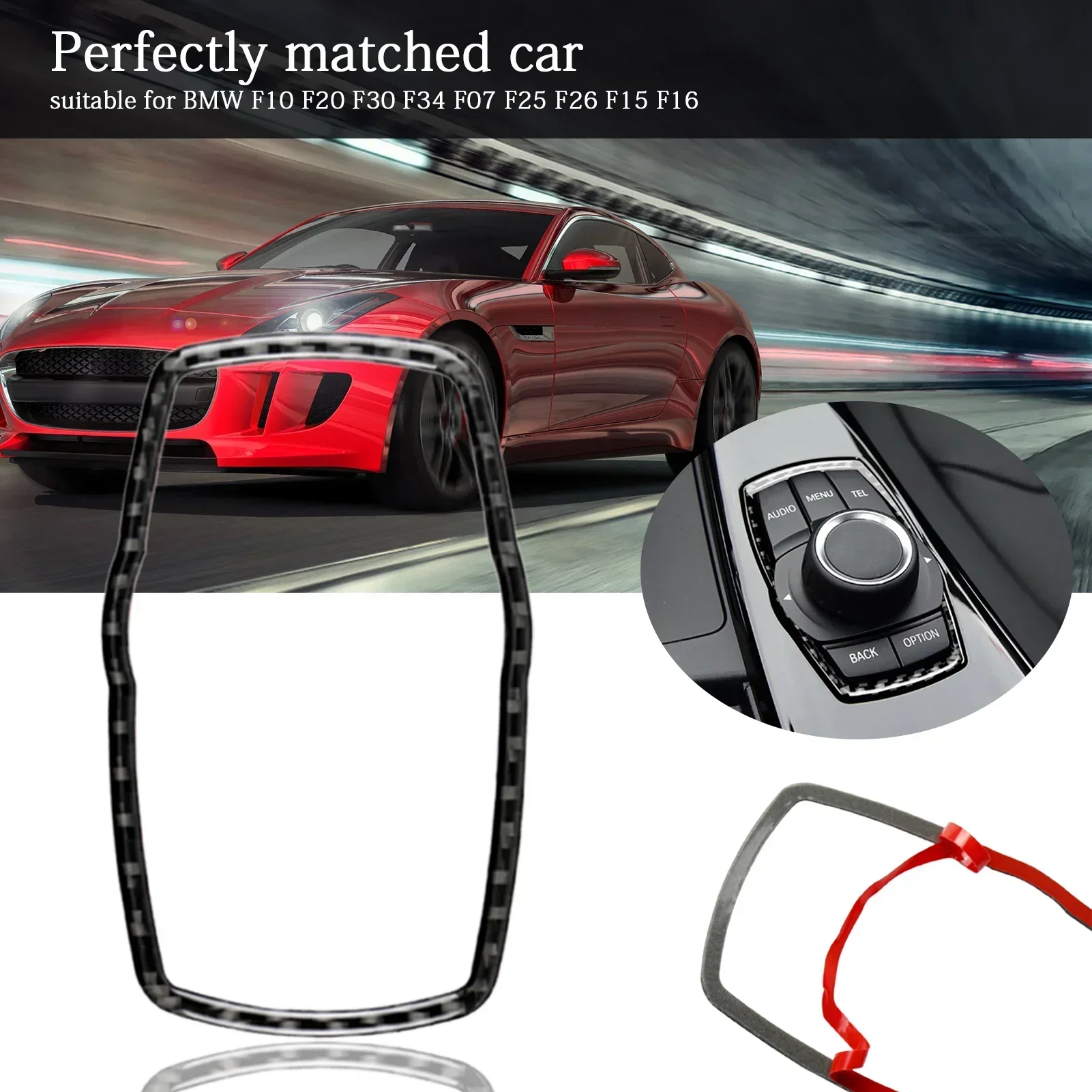 تصفيف السيارة الوسائط المتعددة لوح أزرار غطاء ألياف الكربون ل M ملصقات الأداء لسيارات BMW F10 F20 F30 F34 F07 F25 F26 F15 F16