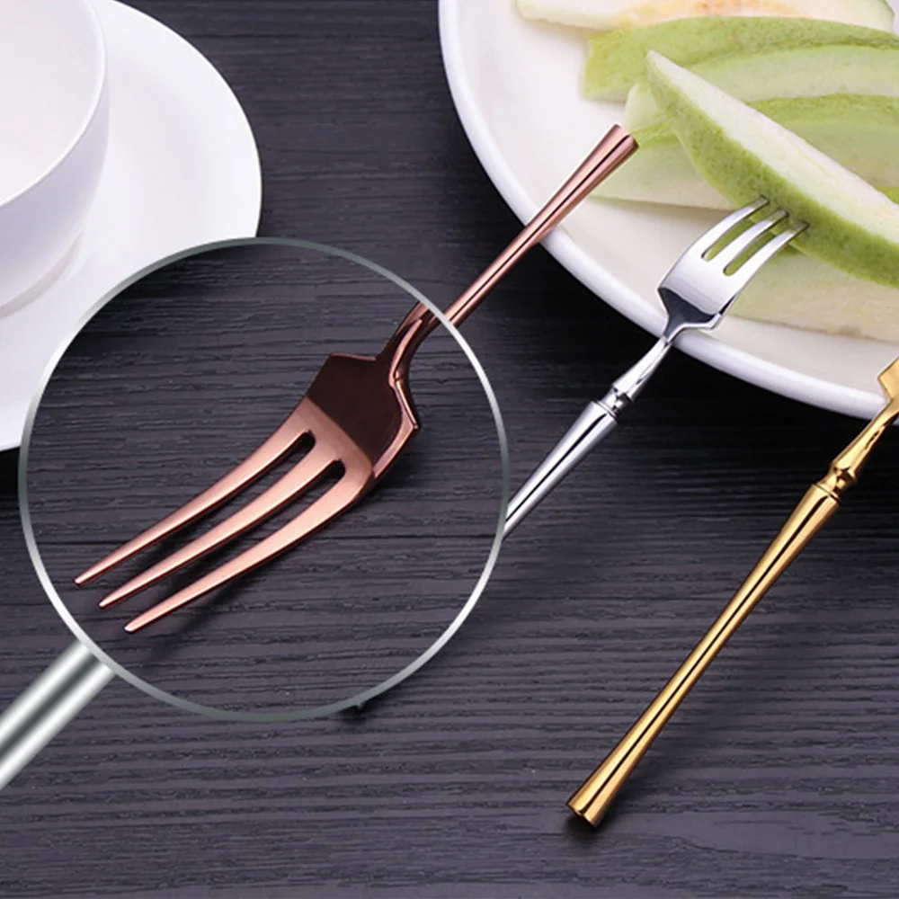 1Pc Black Gold Tea Fork Cake Snack Tableware Portable Fork Cutlery Stainless Steel Dinnerware Dessert Fruit Fork Dropshipping