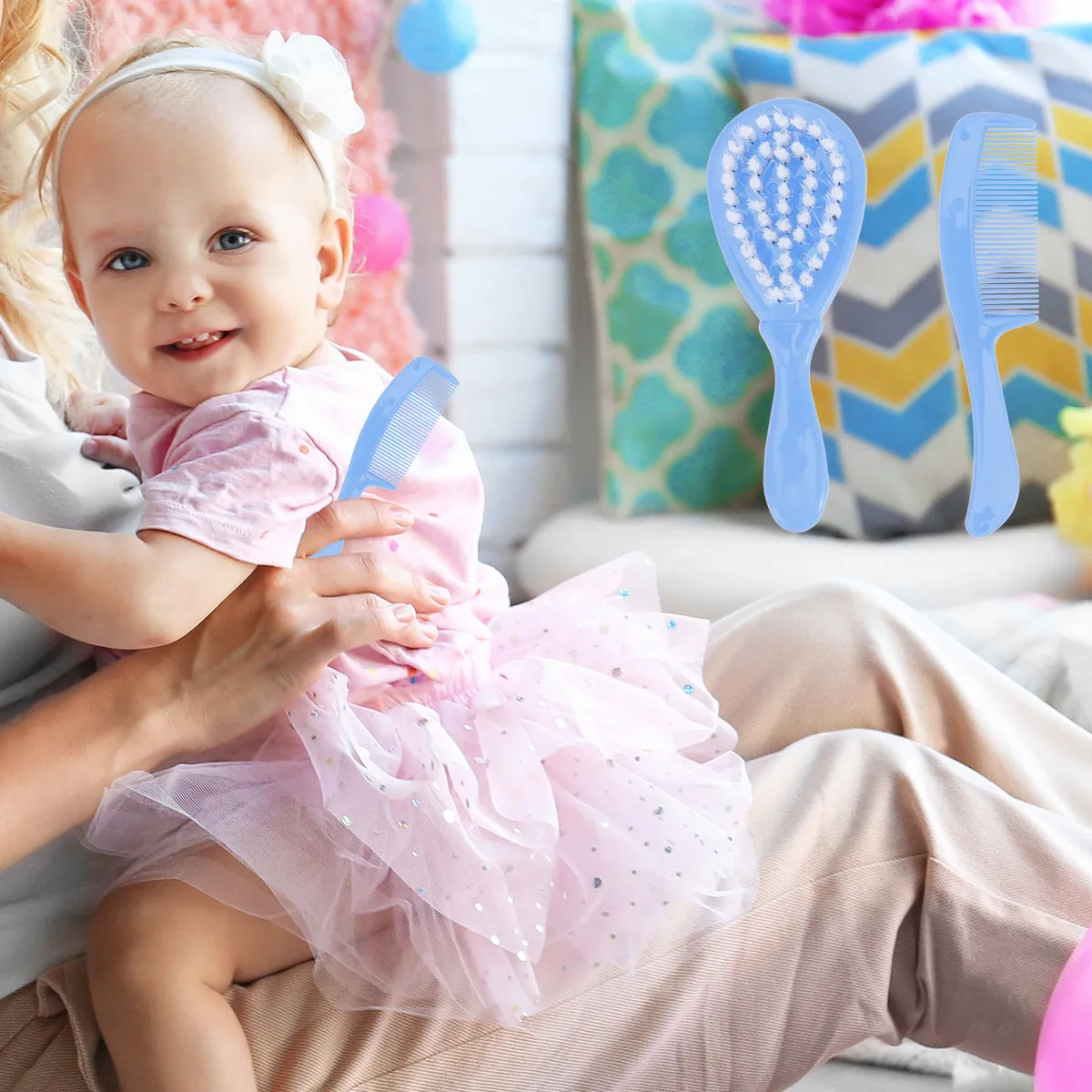 

Набор детских щеток-расчесок, розовый, мягкий, безопасный для массажа, с круглыми зубцами, способствует улучшению кровообращения, развитию мозга, для родителей и детей