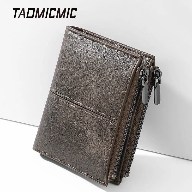 الرجال محفظة جلدية قصيرة التصميم الإبداعي أزياء عارضة طوي سستة حامل بطاقة الأعمال بالجملة