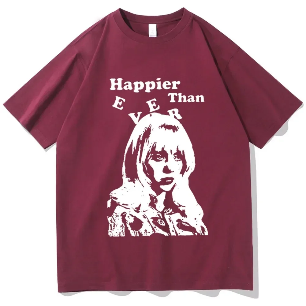 High Quality  Loose Happier Than Ever Shirt Happier Than Ever Music Album Gift for Fan Harajuku Pullover Tops Unisex T-shirts