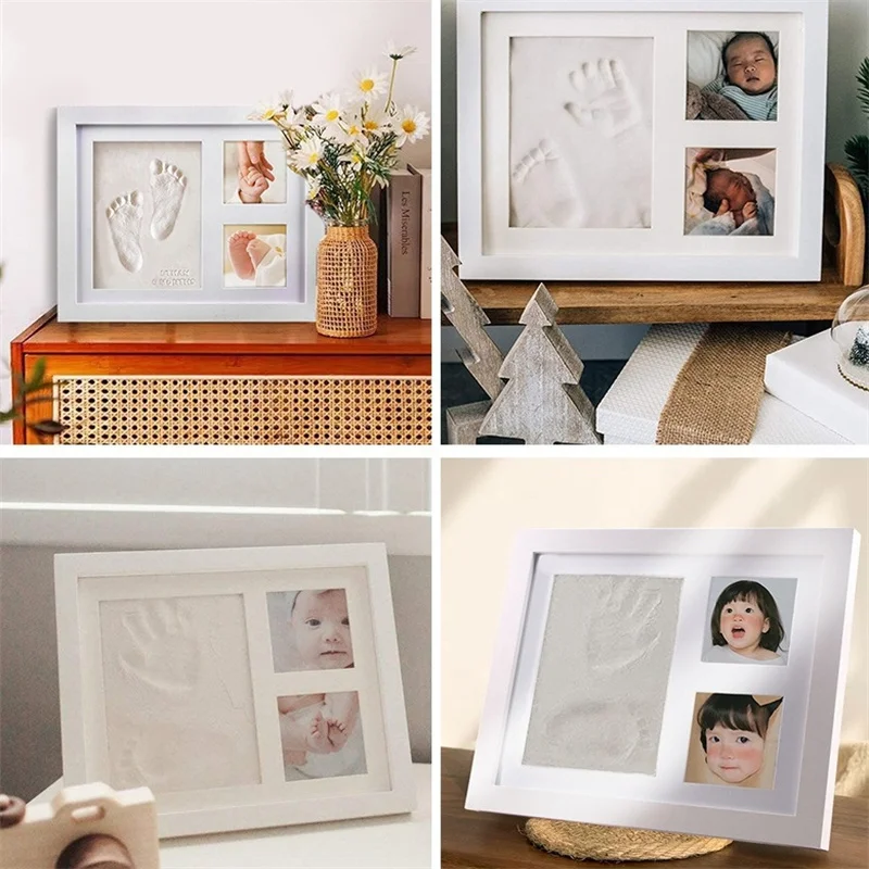 1 Set Newborn Baby Hand Foot Print Baby Milestone Decor Gift DIY Photo Frame With Mold Clay Imprint Kit Non-toxic Baby Souvenirs