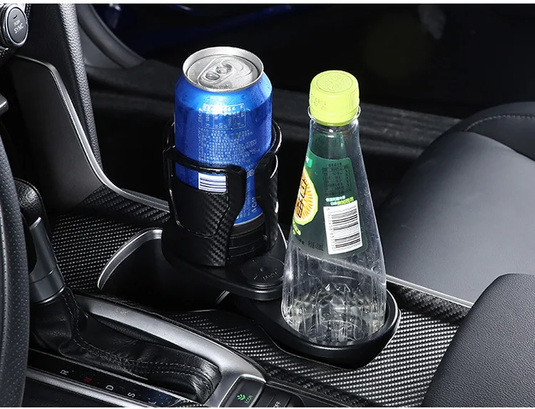 

Трансграничный популярный многофункциональный автомобильный подстаканник (черный углеродное волокно) двухслойный вращающийся автомобильный подстаканник от одного до двух