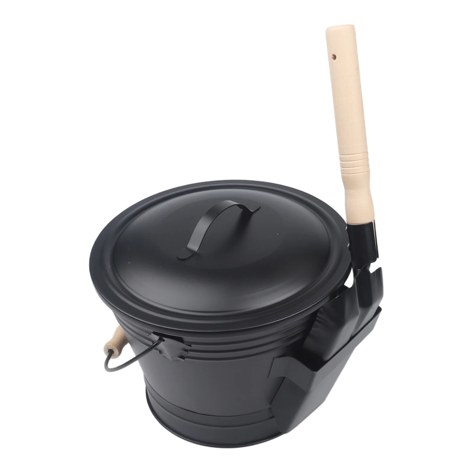 Ash Bucket with Lid Fireproof Metal Round Charcoal Bucket for Fireplaces Includes Shovel for Fireplace Cleaning