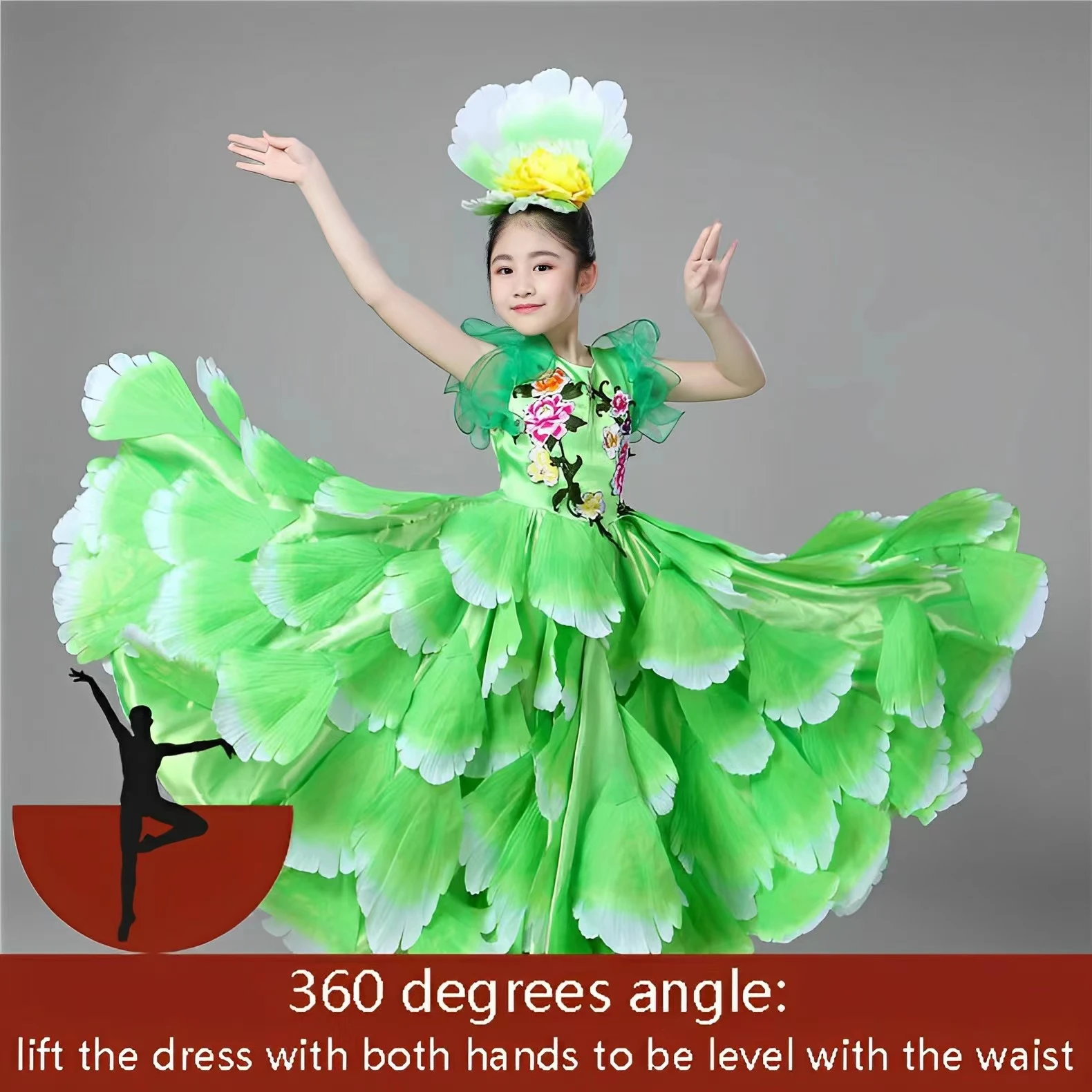 June 1 Children\'s Day Peony Fairy Dance Dress Short-sleeved Girls Performance Costume Kindergarten Performance Chorus Clothing