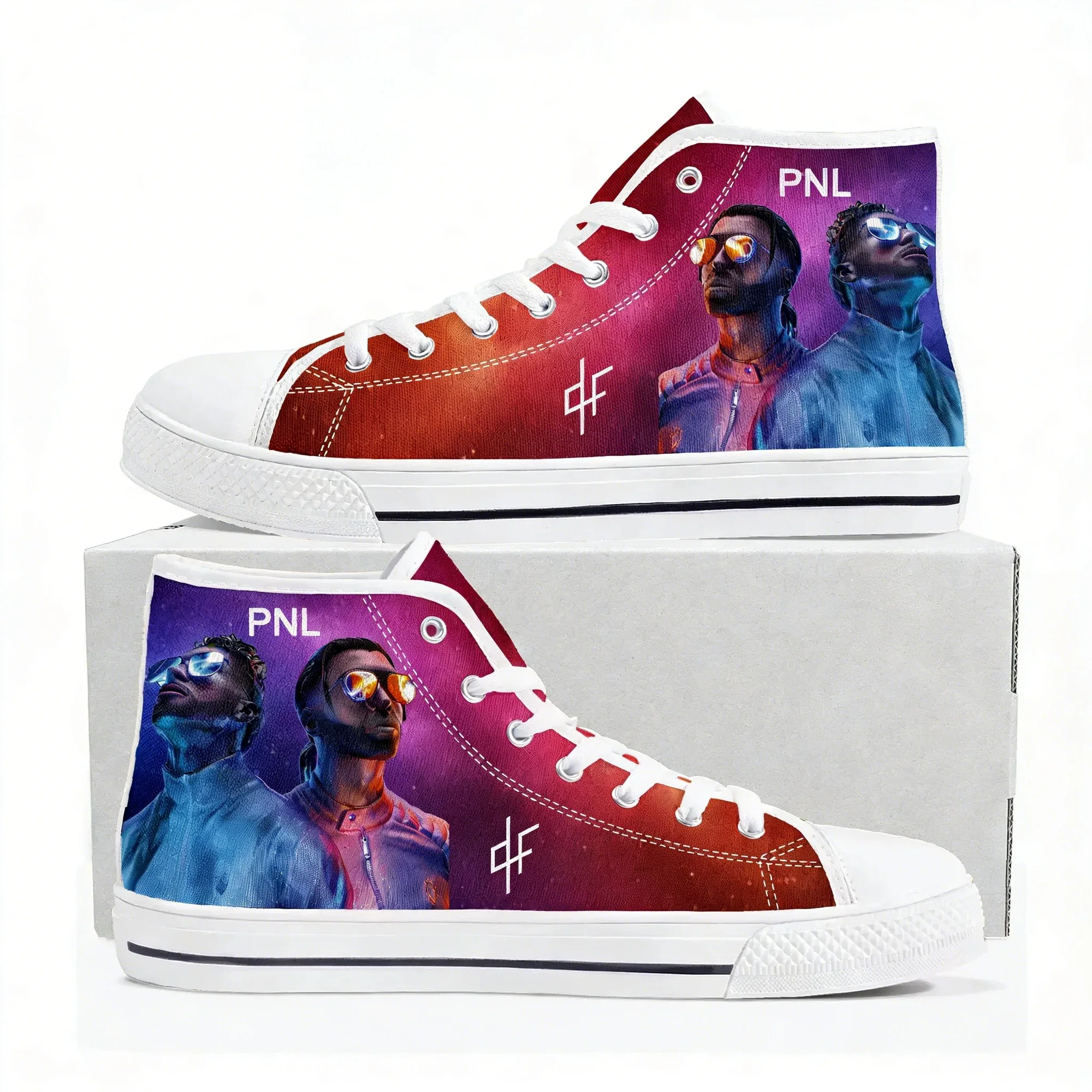 Le Monde Chico High Top Shoes PNL Album French Rapper Men Women Canvas Sneaker High Quality Sneakers Footwear Custom Shoe White