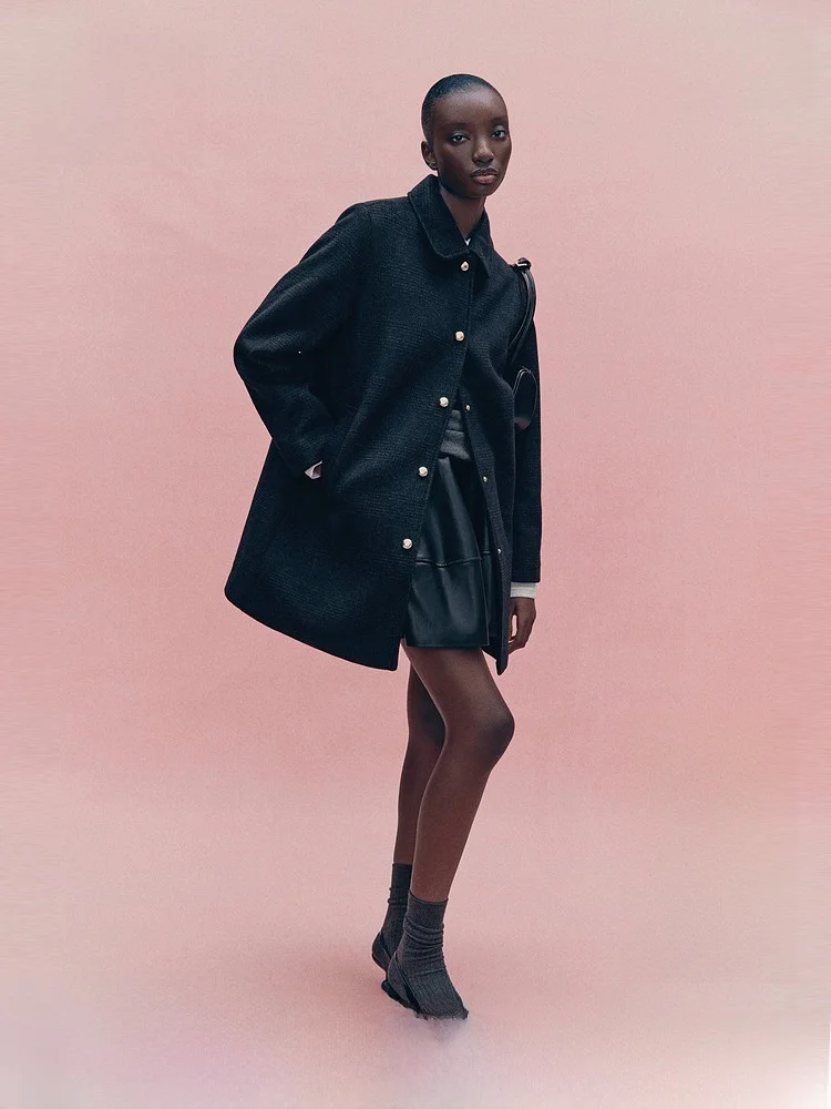 

H&M Women's Winter Wool Blend Lightweight Coat 304533 Ele Faionable Ladies' Woolen Coat for Autumn Season