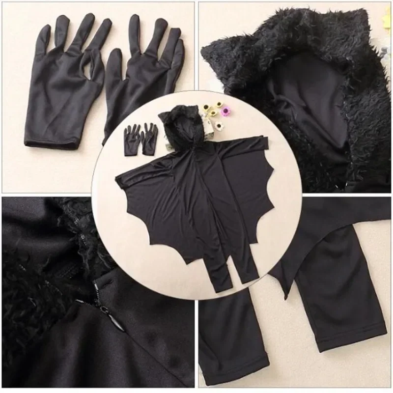 Disfraz De vampiro con capucha para niños, disfraz Sexy De Halloween para niños, conjunto De guantes, Vestidos De Fiesta