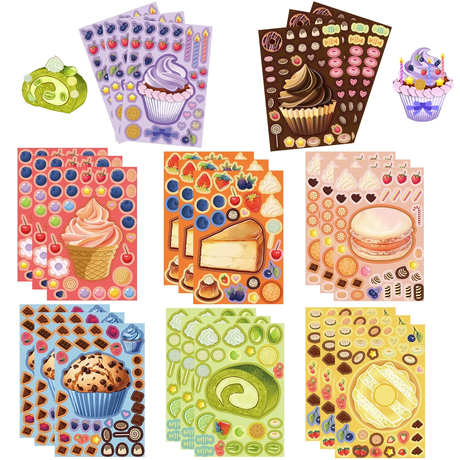 8pcs A Set Dessert Ice Cream Food Collage DIY Handbook Phone Case Decoration