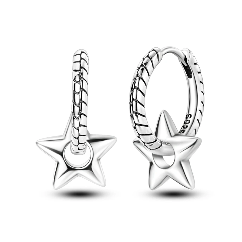 Exquisite 925 Sterling Silver Hollowed Out Star Ring Snake Bone Earrings For Women's Proposal Elegant Jewelry Accessories