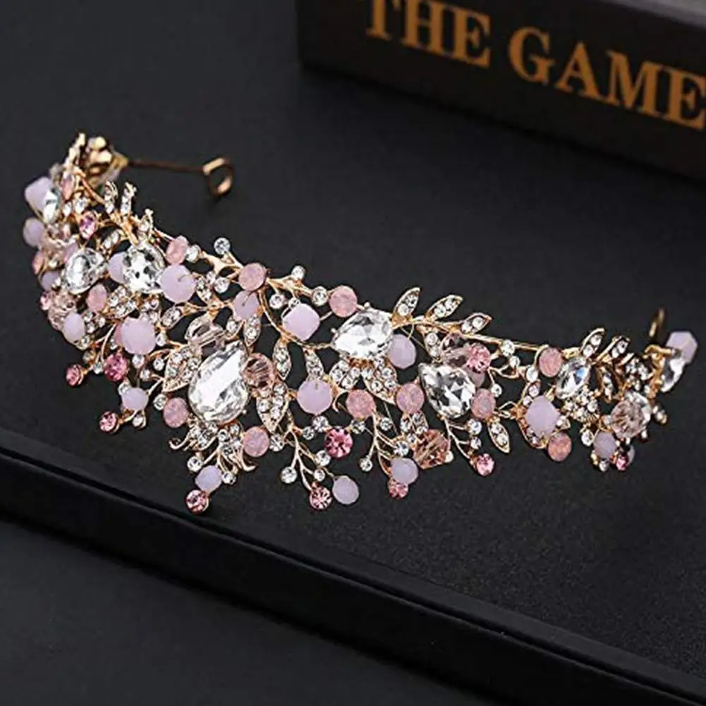 الوردي الأميرة كريستال تاج الأميرة زي كريستال حفلة عيد ميلاد الأميرة الشعر عقال اكسسوارات الديكور