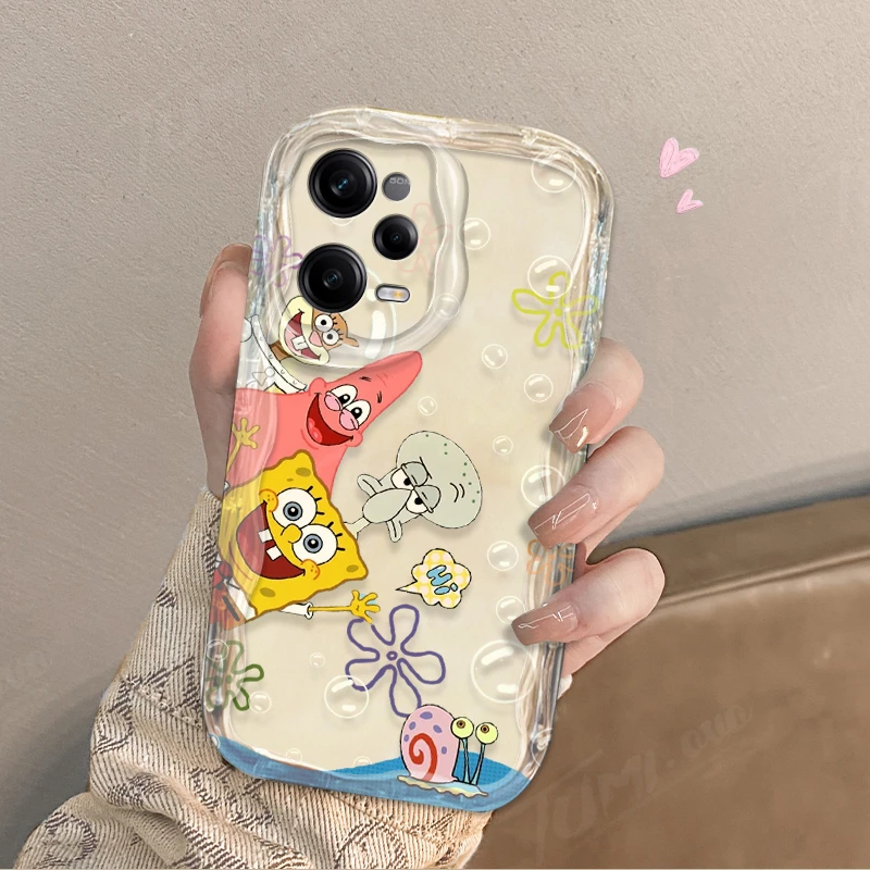 Lovely SpongeBobs Wave Phone Case For Xiaomi Redmi Note 13 12 11 Pro Plus 4G 5G 12S 11S 10 10S 9 9S 8 13C 12C 10C Turbo 3 Cover